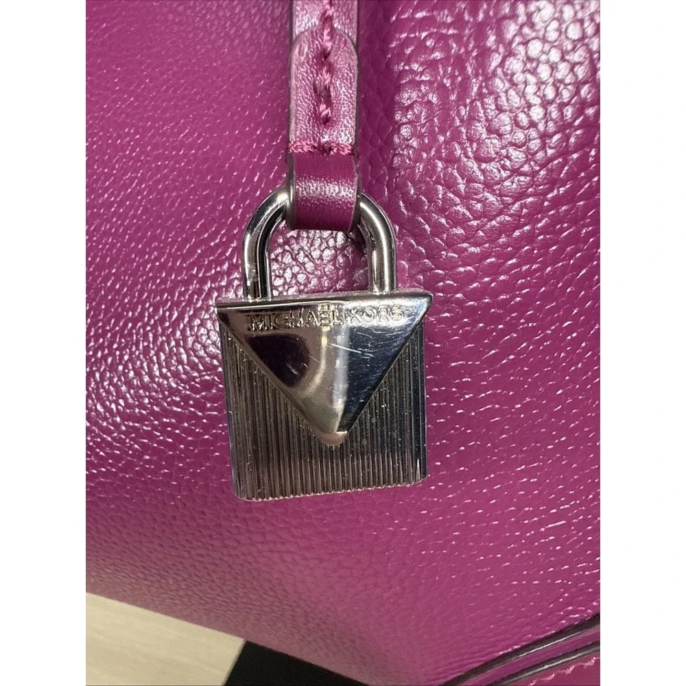MICHAEL KORS STUDIO Mercer Purple‎ Magenta Leather Large Convertible Tote Bag